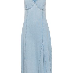 Gestuz - Kjole - KailaGZ sl Long Dress - Light Blue Washed (Levering i april)