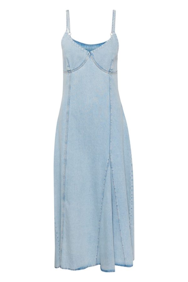 Gestuz - Kjole - KailaGZ sl Long Dress - Light Blue Washed