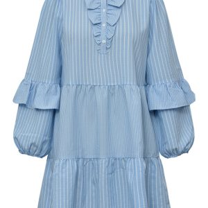 A-View - Kjole - Karin Dress - Light blue/White stripe
