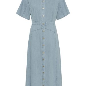 Gestuz - Kjole - GZsauda SS Long Dress - Light blue washed (Levering midt maj)