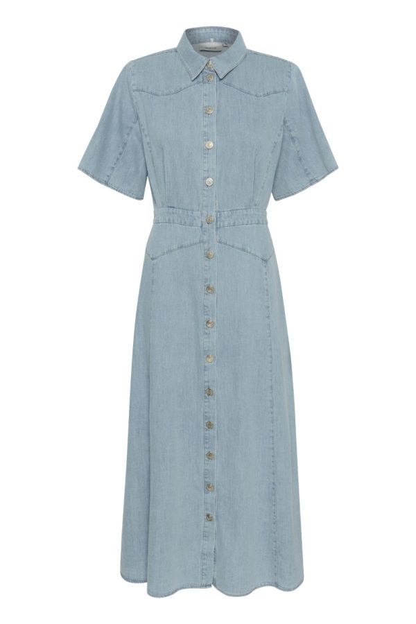 Gestuz - Kjole - GZsauda SS Long Dress - Light blue washed (Levering midt maj)