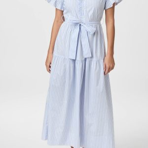 Neo Noir - Kjole - Nessie Stripe Dress - White/Light Blue (Levering slut juni)