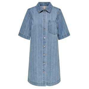 ONLY dame kjole ONLASTA - Light Blue Denim STRIPE