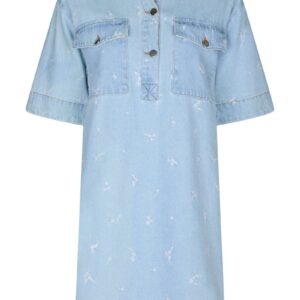 Neo Noir - Kjole - Saras Denim Emb Dress - Light Blue