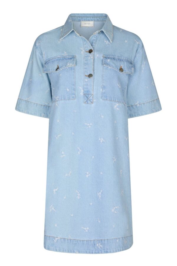 Neo Noir - Kjole - Saras Denim Emb Dress - Light Blue