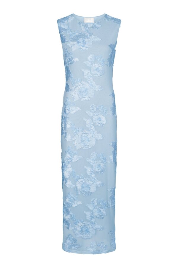 Tiranna Big Flower Mesh kjole - Light Blue