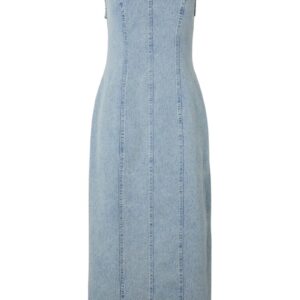 Pieces - Kjole - Franna SL Long Denim Dress - Light Blue Denim