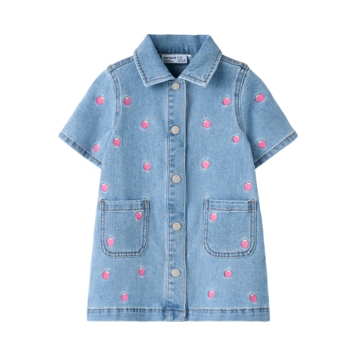 NAME IT Denim Kjole Laila Light Blue Denim Starwberry